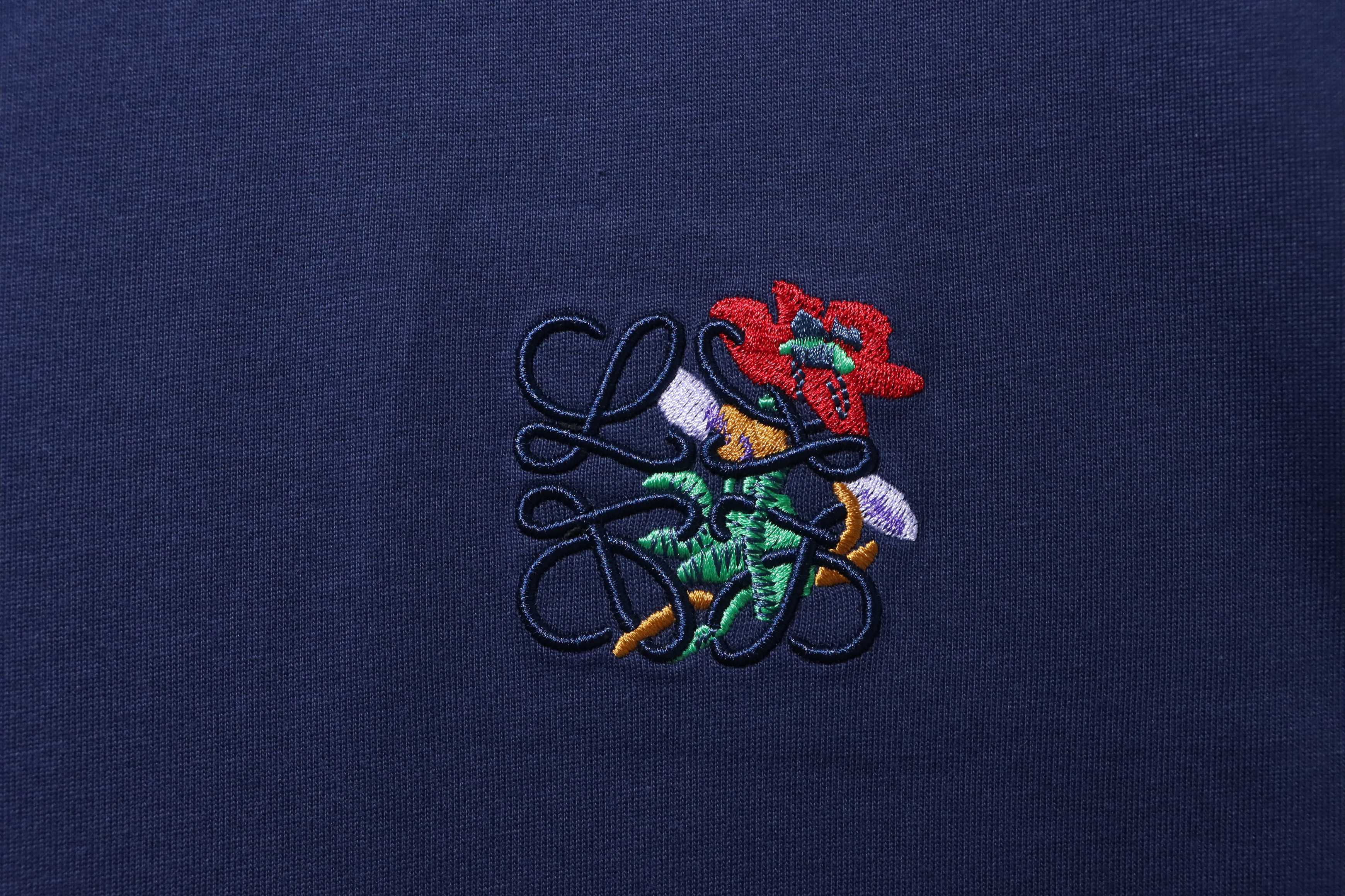 Loewe Floral Embroidered Logo Short Sleeve T-Shirt -2