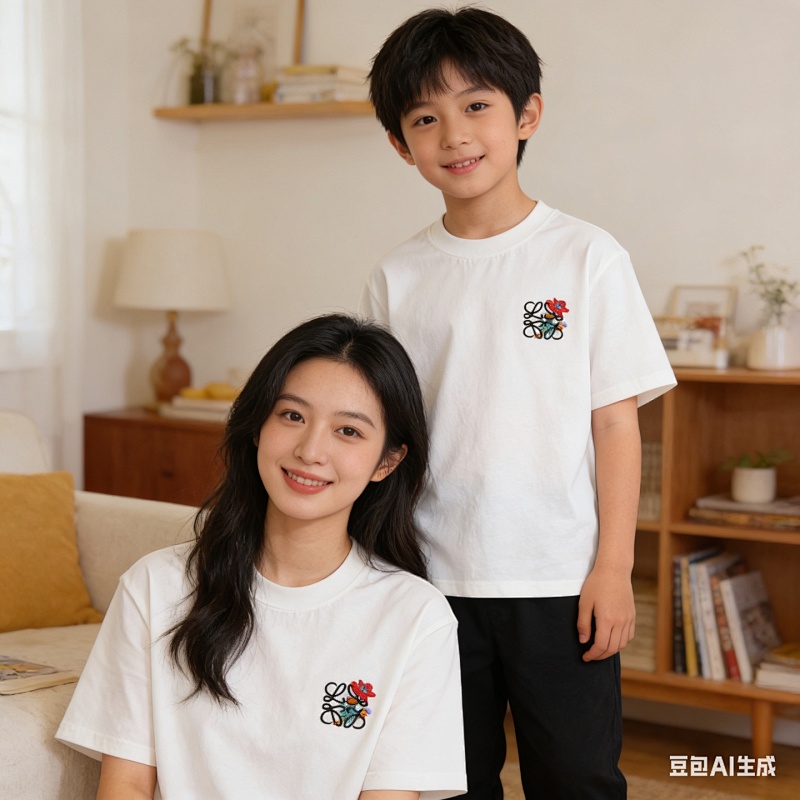Loewe Floral Embroidered Logo Short Sleeve T-Shirt -3