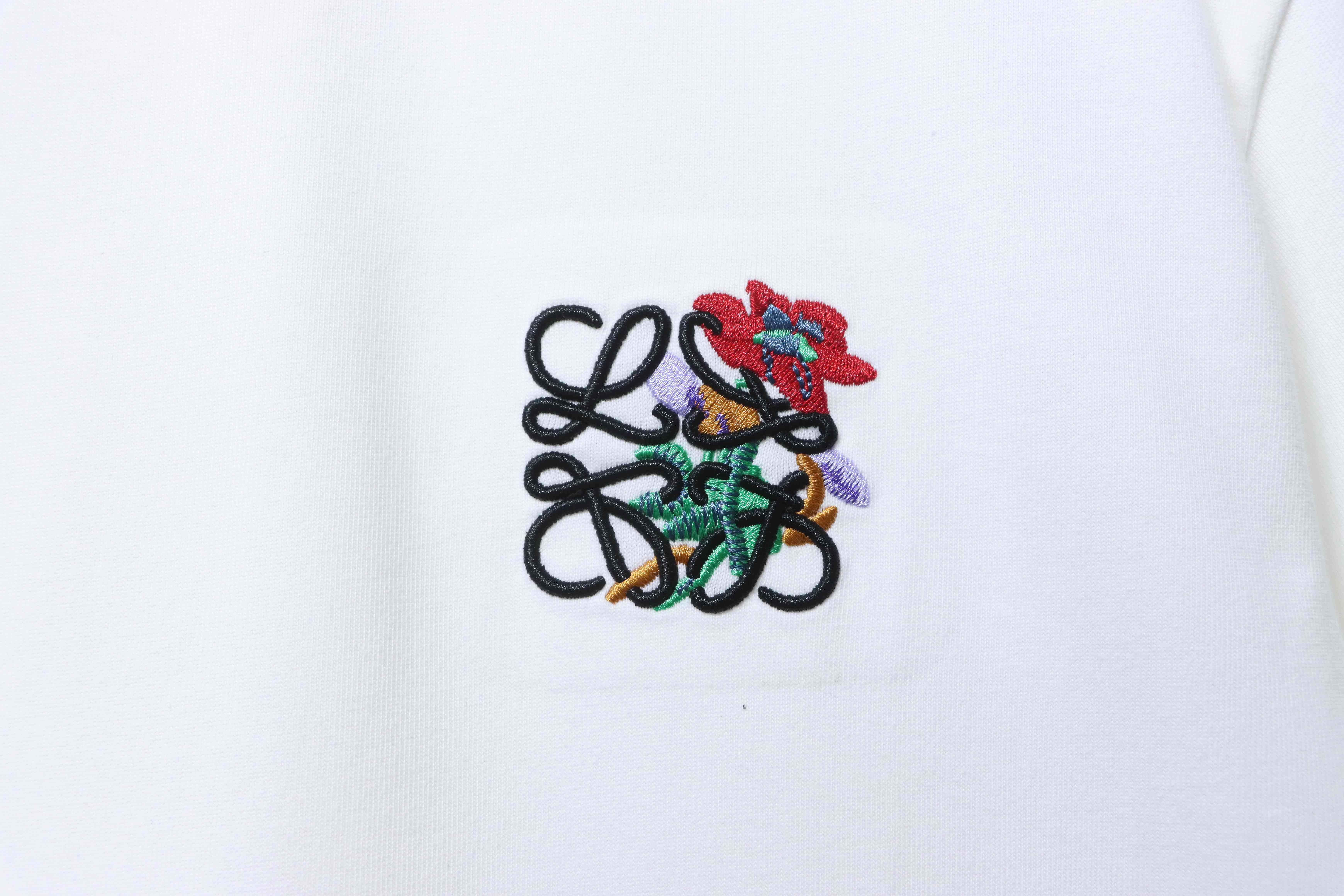 Loewe Floral Embroidered Logo Short Sleeve T-Shirt -3