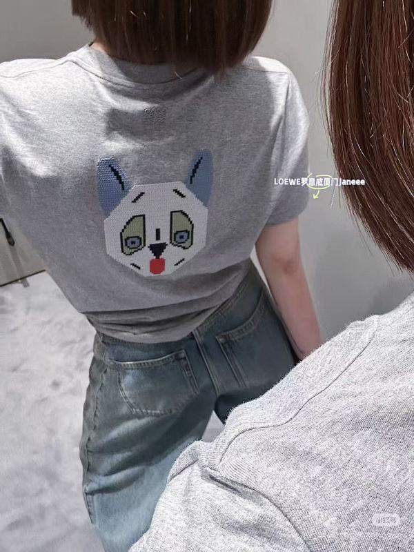 Loewe Kitten Letter Logo Embroidered Short Sleeve T-Shirt