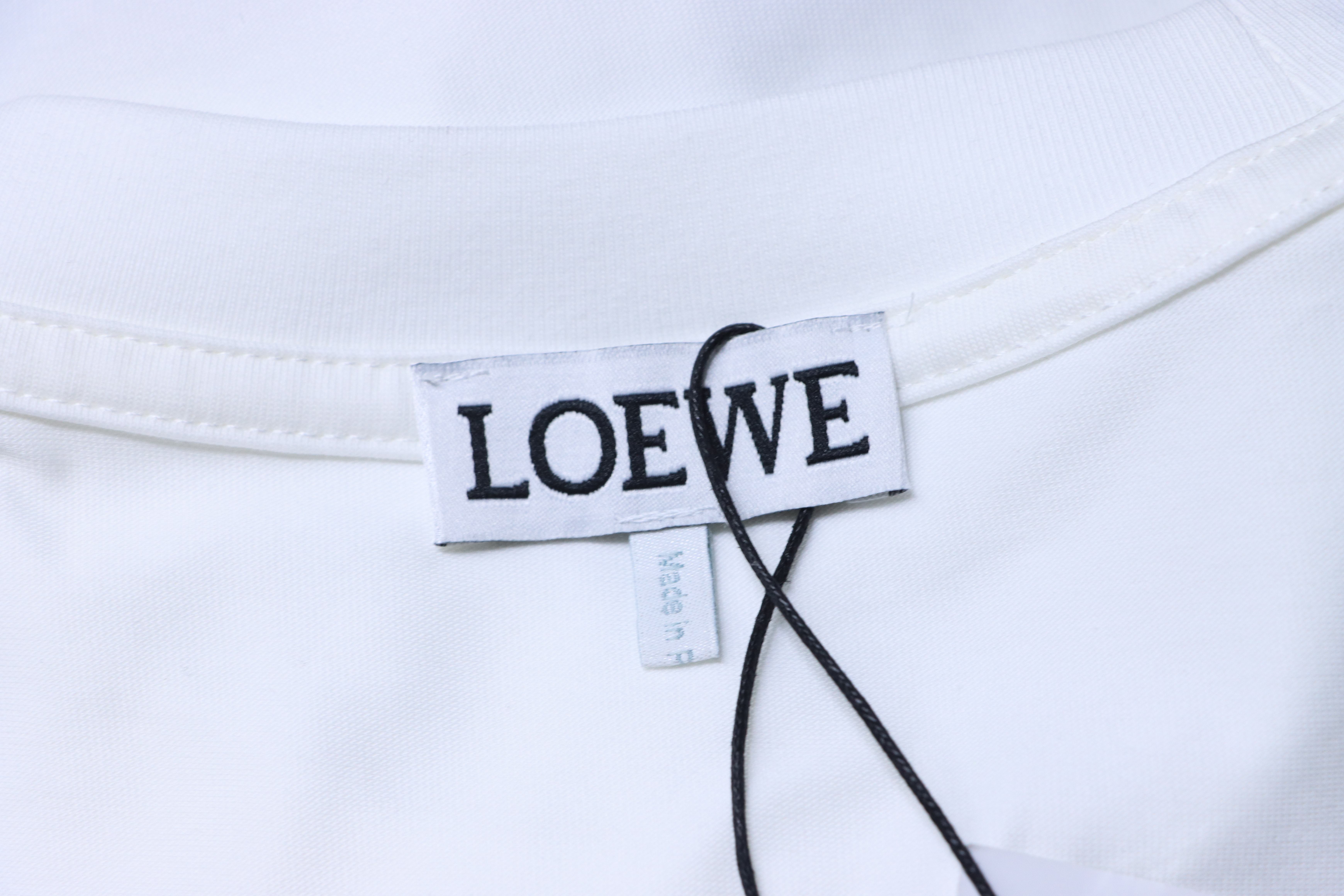 Loewe Neon Embroidered Fluorescent Pink Short Sleeve T-Shirt -1