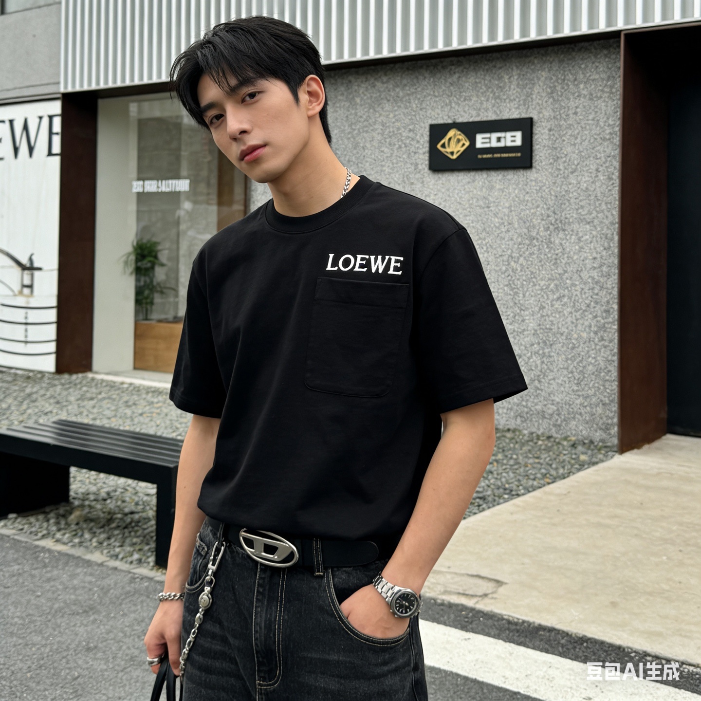 Loewe Pocket Embroidered Short Sleeve T-Shirt -1