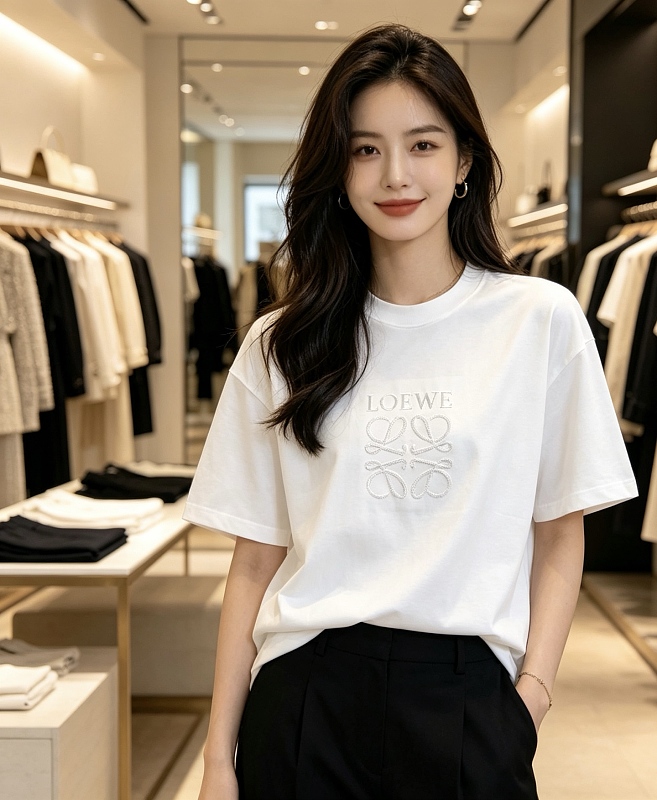 Loewe Tonal Embroidered Logo Short Sleeve T-Shirt -1