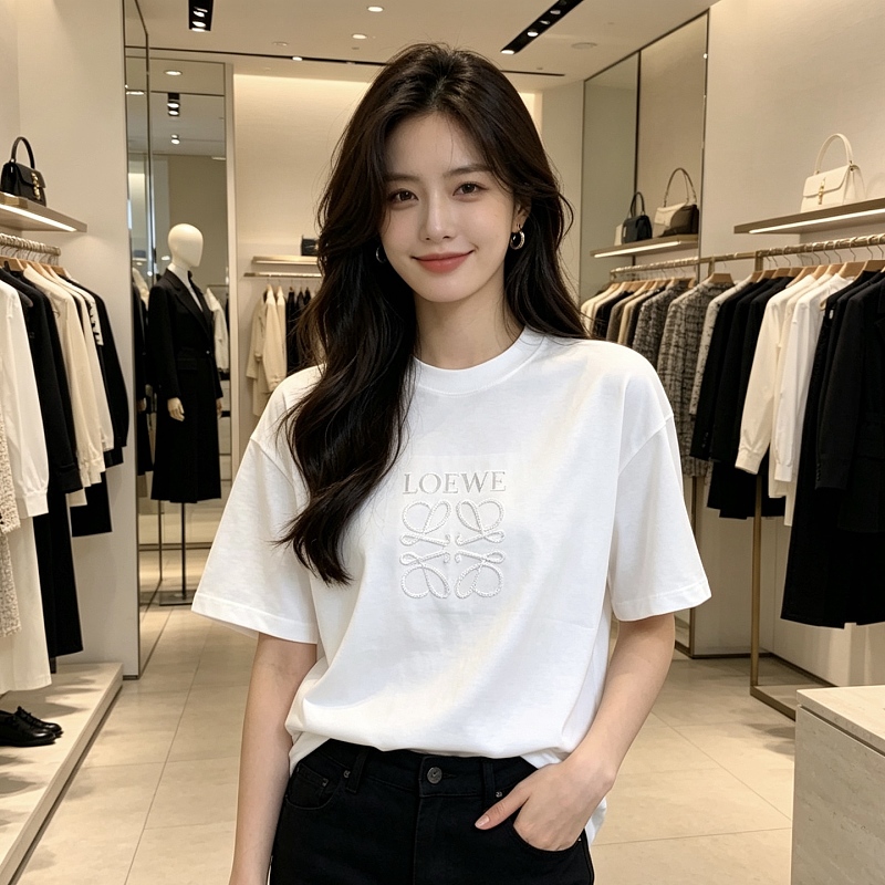 Loewe Tonal Embroidered Logo Short Sleeve T-Shirt -1