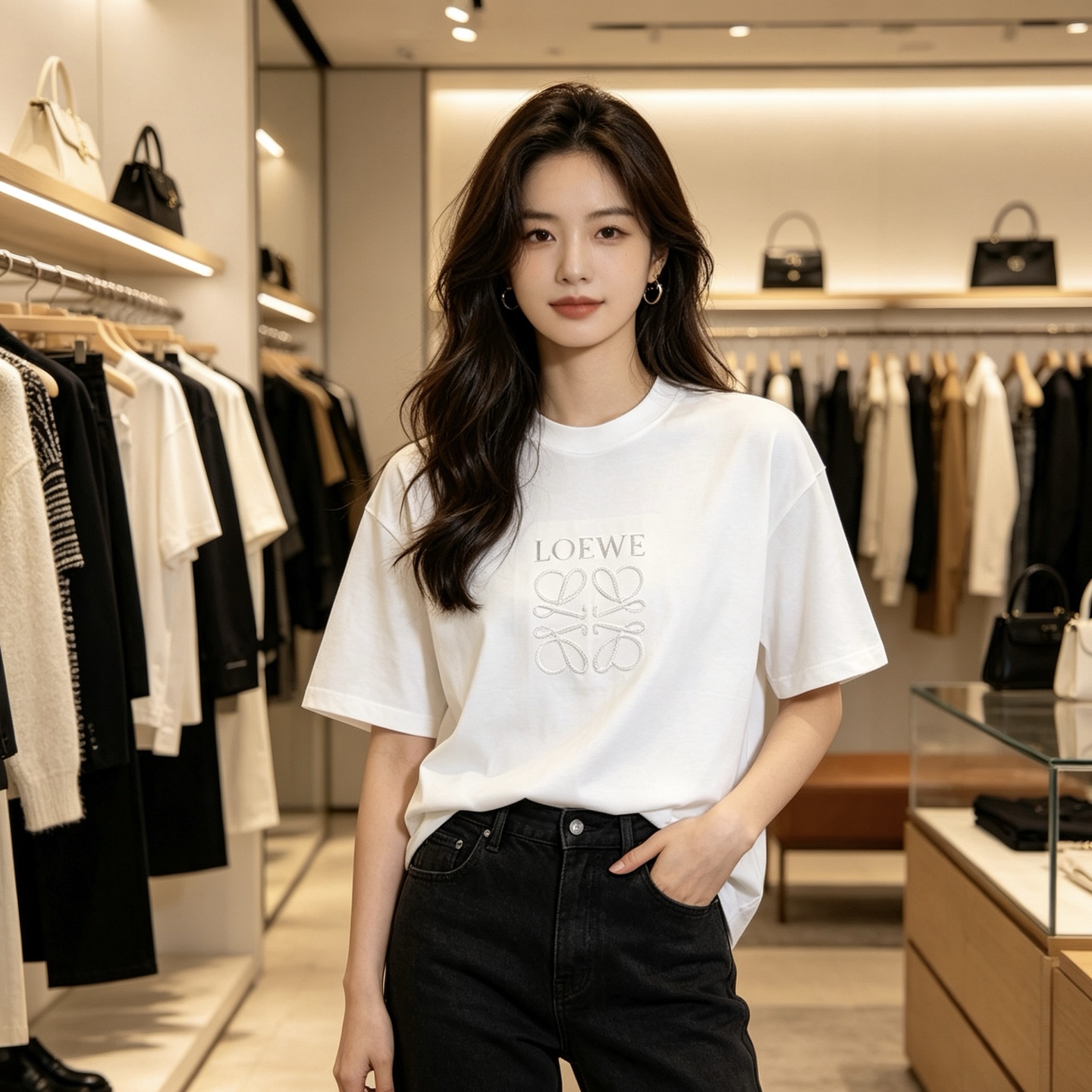 Loewe Tonal Embroidered Logo Short Sleeve T-Shirt -1