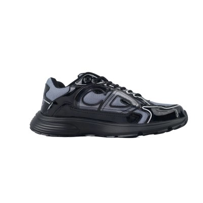 Dior B30 Round Head Logo Sneakers Patent Leather Gray 02