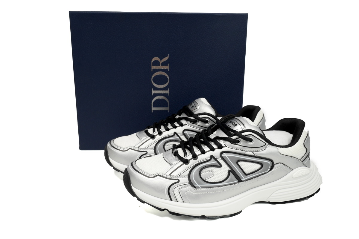 Dior B30 White Mesh Silver Tone Metallic Calfskin 3SN279ZYG-H869