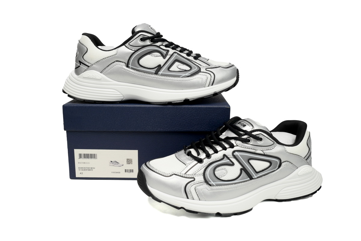 Dior B30 White Mesh Silver Tone Metallic Calfskin 3SN279ZYG-H869