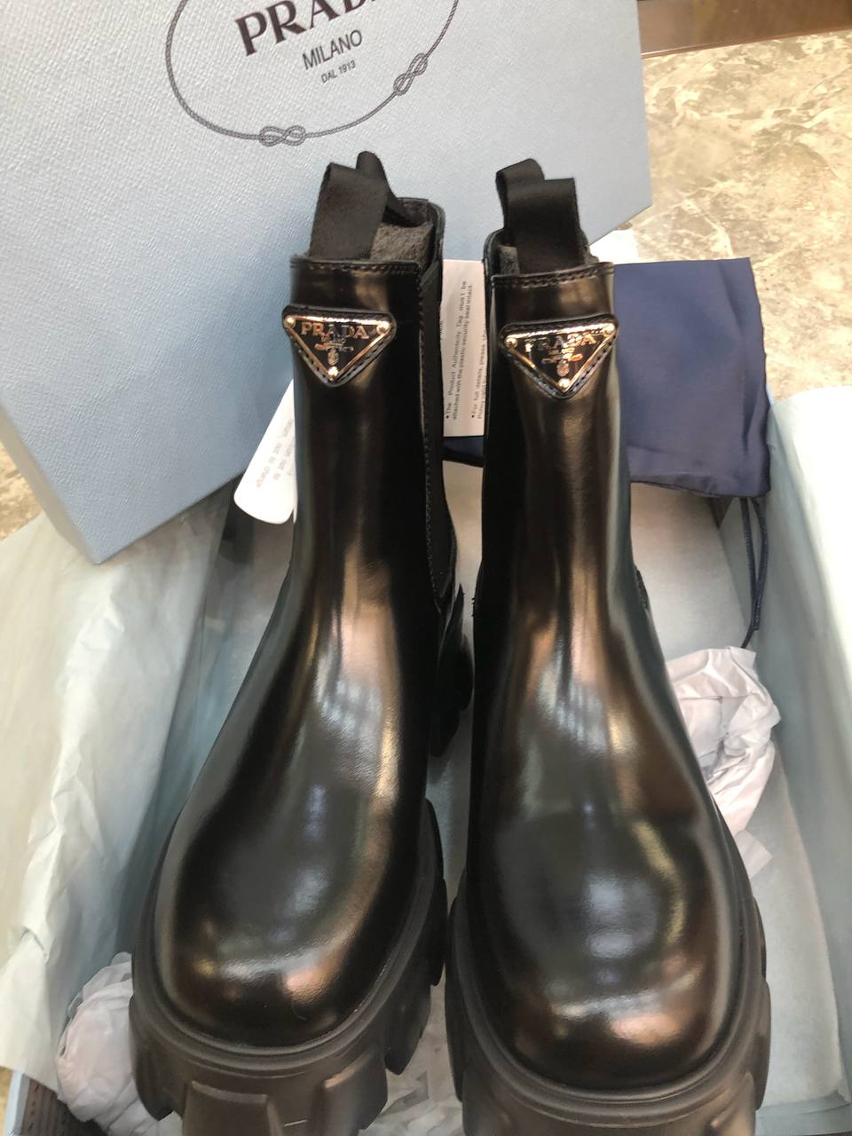 Prada Monolith brushed leather Chelsea boots Black 1T256N_B4L_F0002_F_G055 review BBY 01