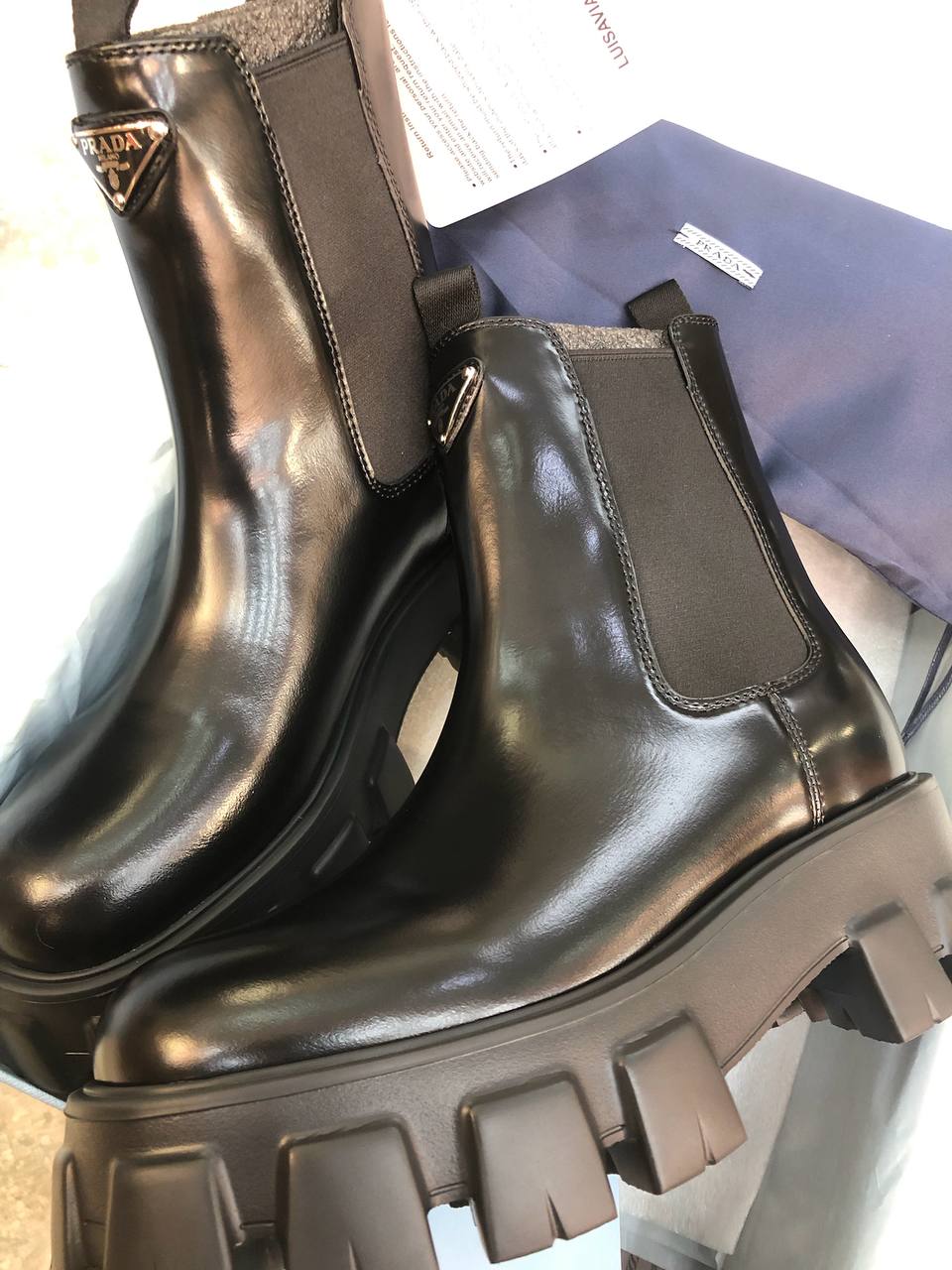 Prada Monolith brushed leather Chelsea boots Black 1T256N_B4L_F0002_F_G055 review BBY 02