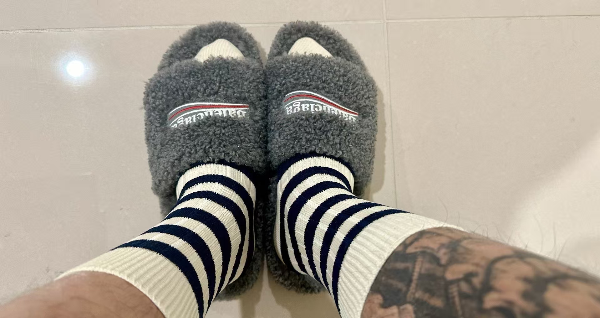 Balenciaga Bright Grey Slippers 654261-W2DO1-1400 review mxfdz