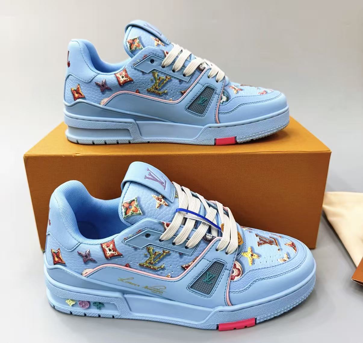 FLAME God LOUIS VUITTON Trainer Sneakers Blue 1AJWEY review yfsuutk 03
