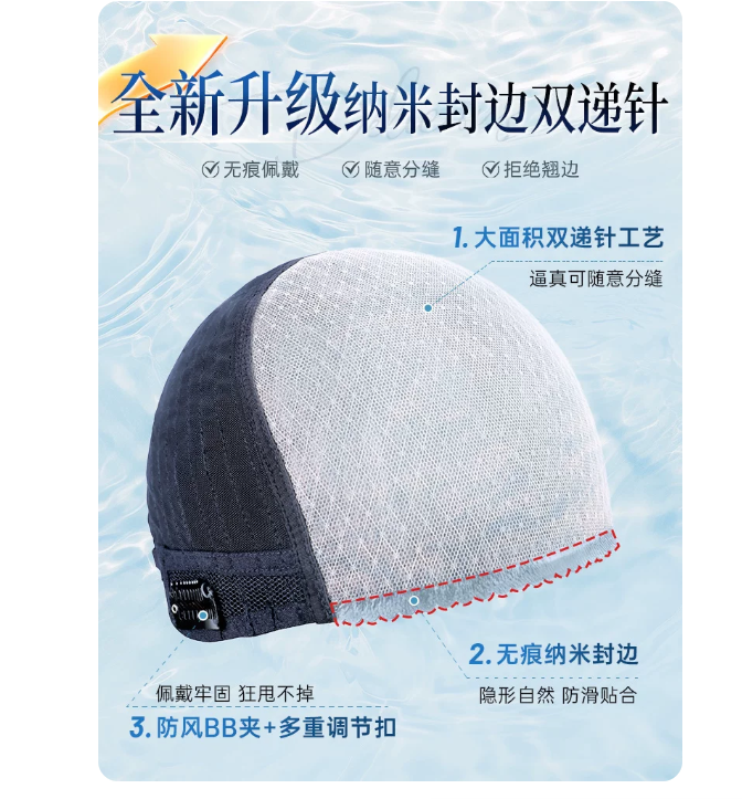 波波头假发女真发隐形无痕纳米封边双递针化疗光头专用短发发套