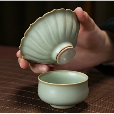 周泽堂汝窑高端茶具套装送礼景德镇手工复古礼品陶瓷汝瓷开片可养 02