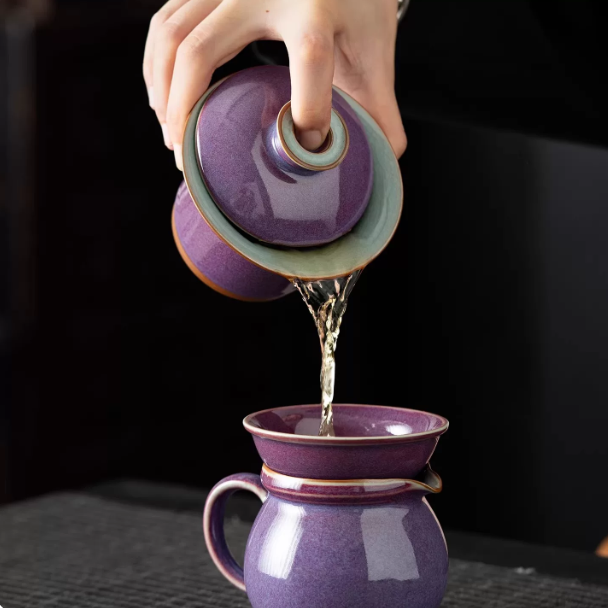 钧瓷窑变轻奢高档功夫茶具套装泡茶壶家用办公茶杯盖碗整套礼盒装