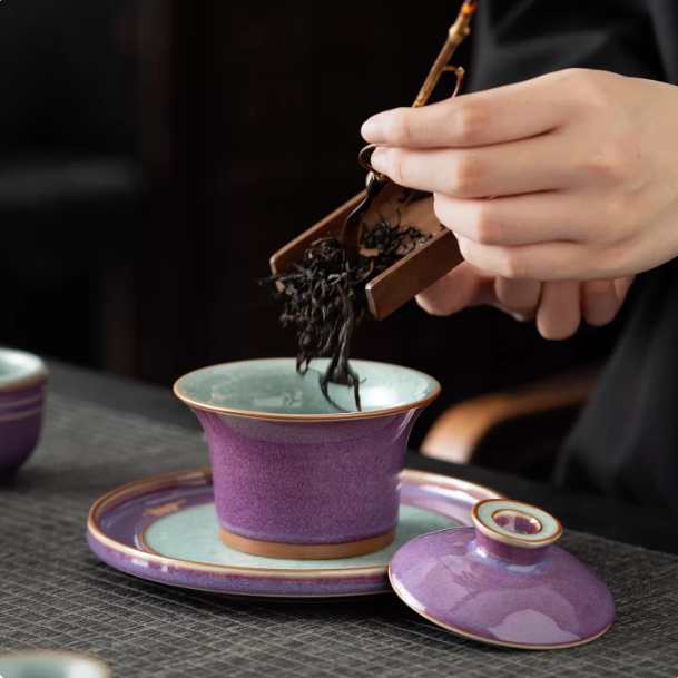 钧瓷窑变轻奢高档功夫茶具套装泡茶壶家用办公茶杯盖碗整套礼盒装
