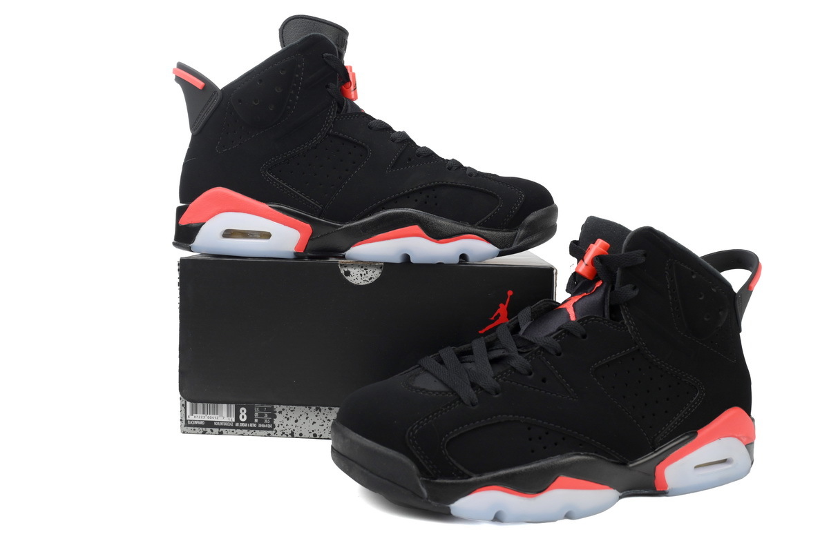 Nike Air Jordan 6 Retro Black Infrared Black Red Basketball Shoes