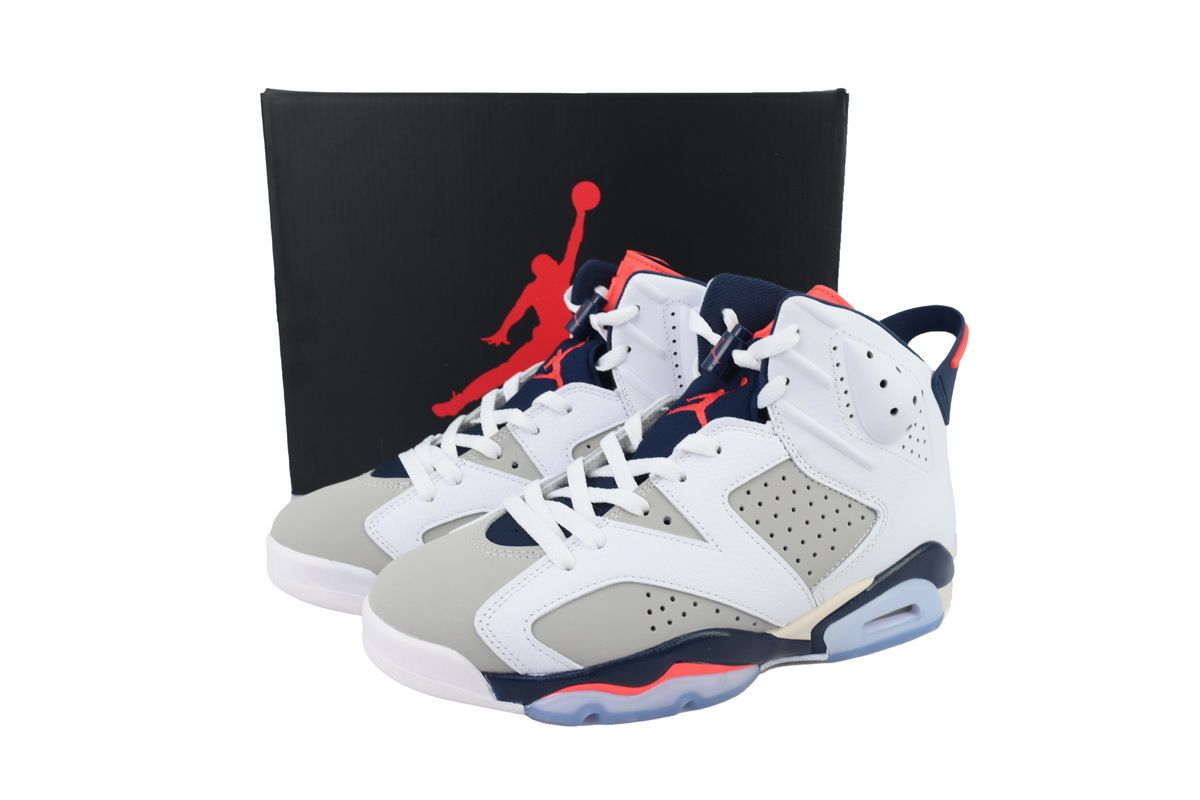 Air Jordan 6 Retro Hare White Grey Men's Basketball Sneakers