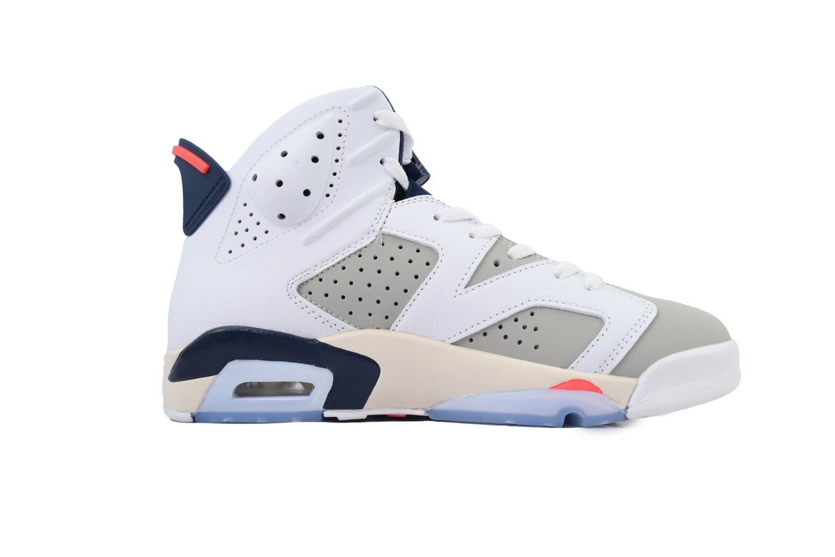 Air Jordan 6 Retro Hare White Grey Men's Basketball Sneakers