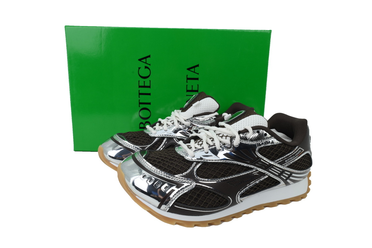 Bottega Veneta Orbit Brown Silver Sneakers