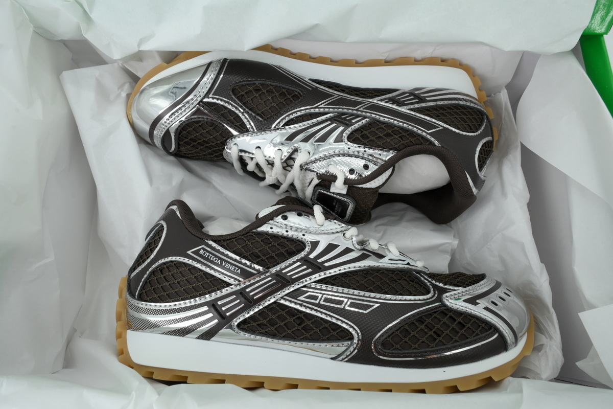 Bottega Veneta Orbit Brown Silver Sneakers