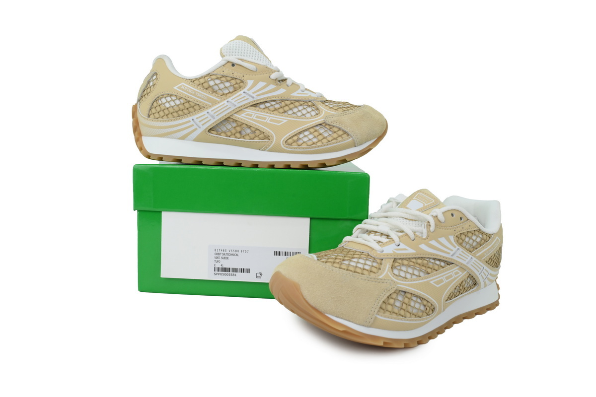Bottega Veneta Orbit Beige Gold Sneakers