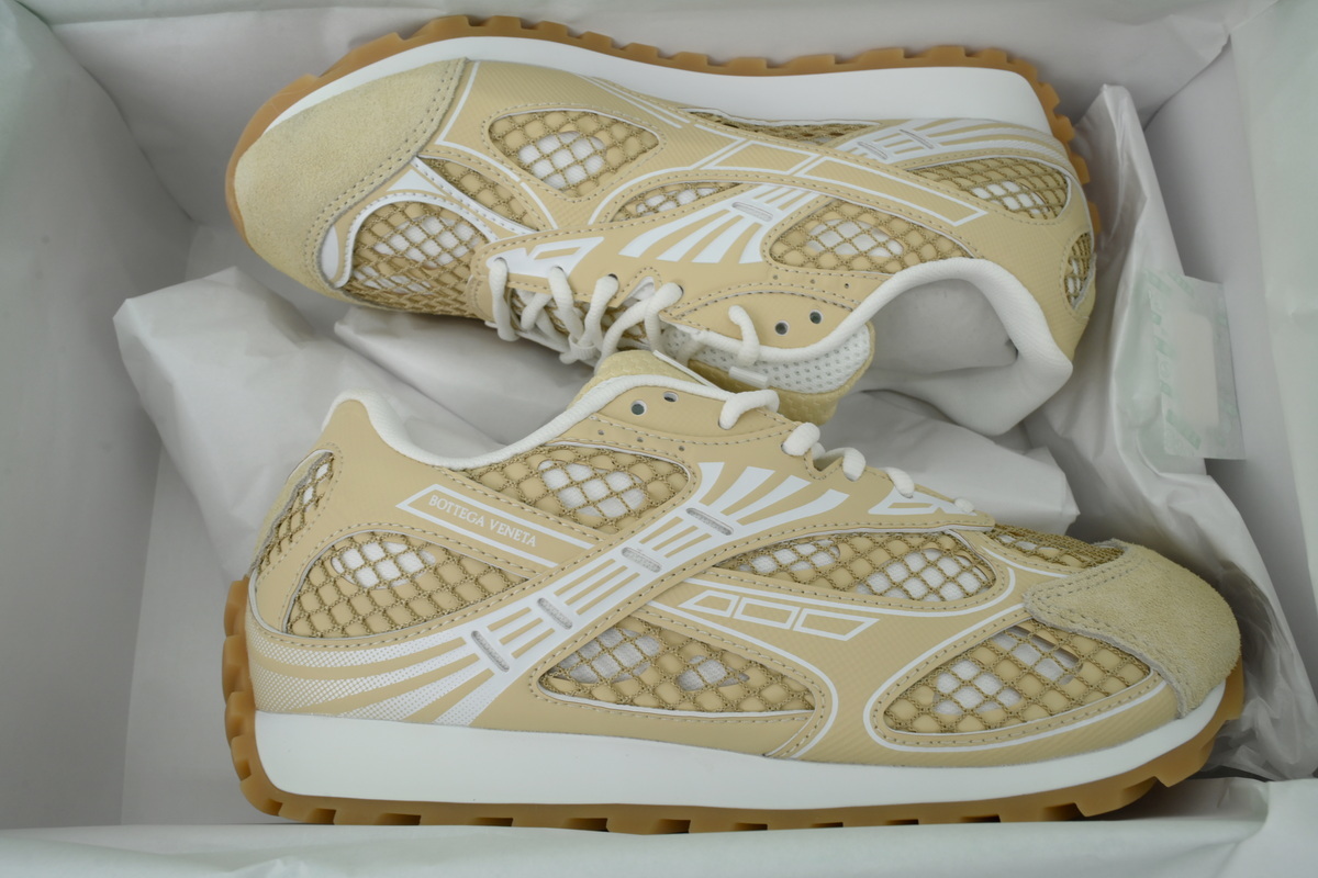 Bottega Veneta Orbit Beige Gold Sneakers