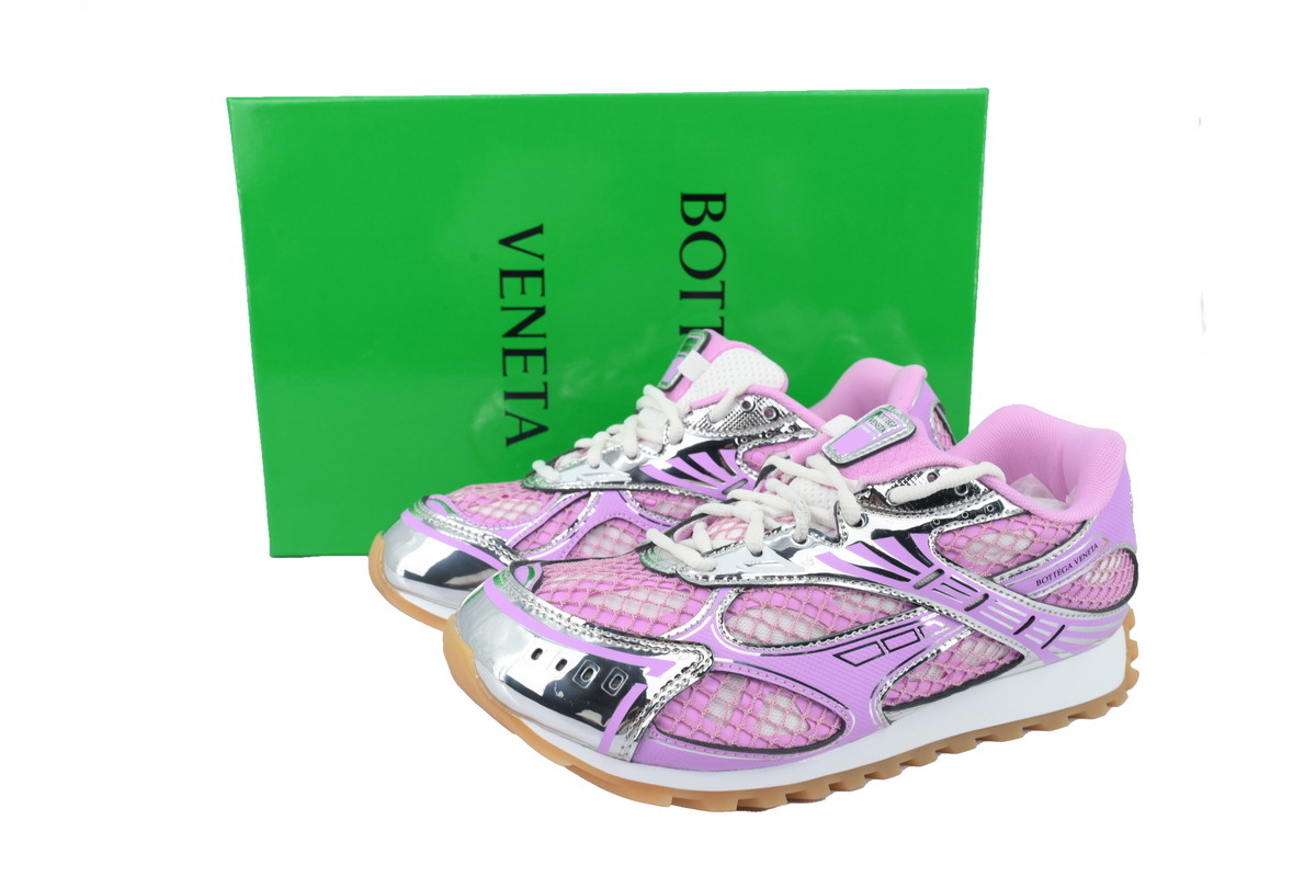 Bottega Veneta Orbit Pink Silver Sneakers