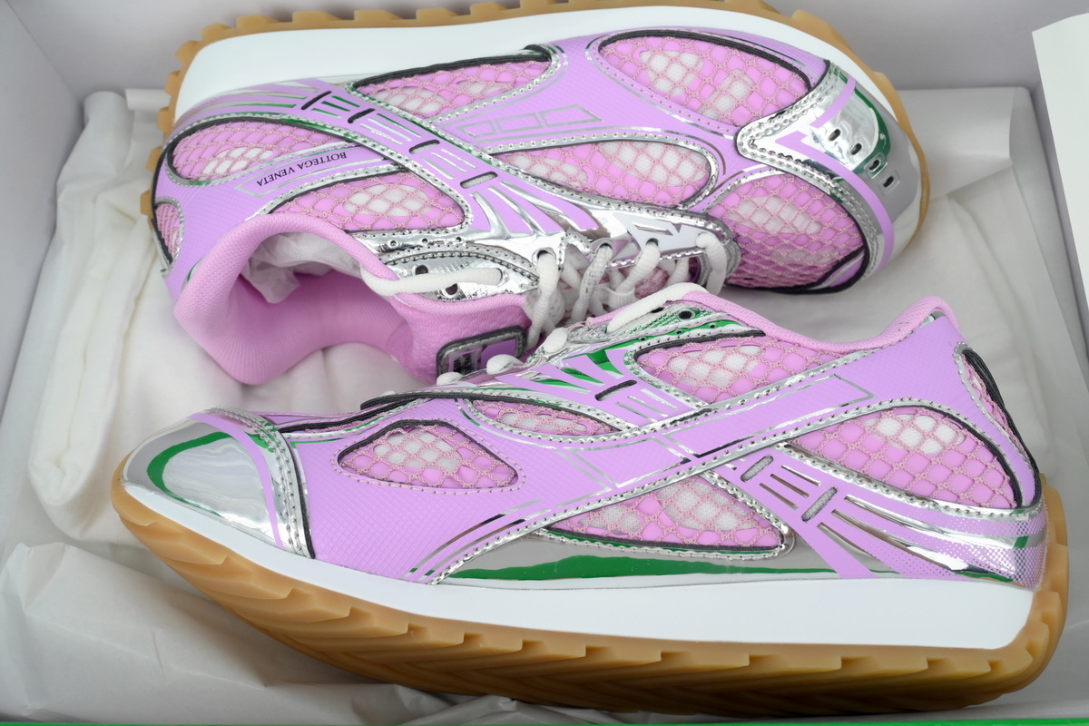 Bottega Veneta Orbit Pink Silver Sneakers