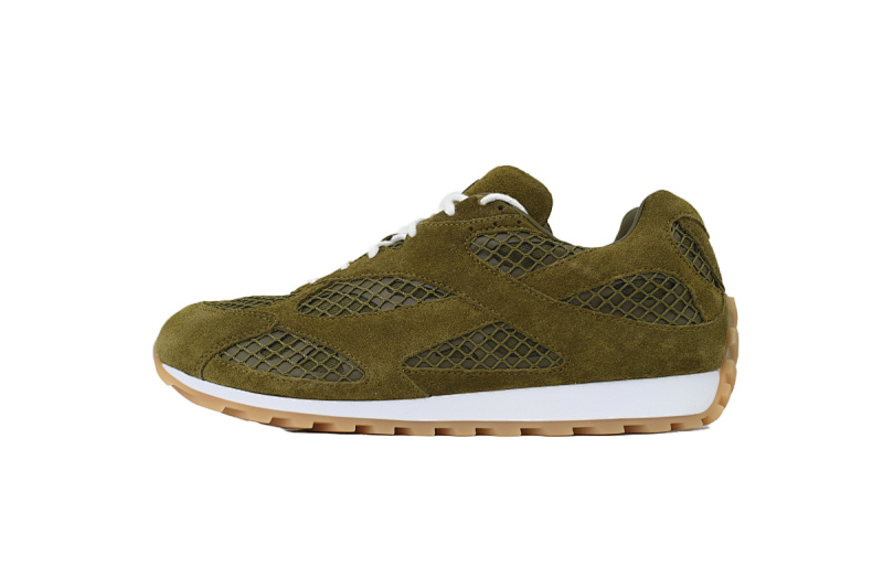 Bottega Veneta Orbit Olive Suede Sneakers