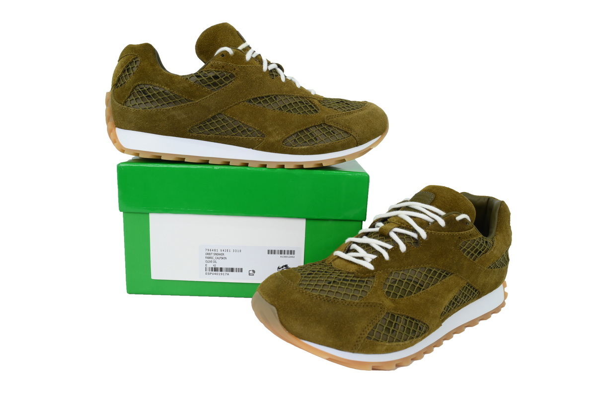 Bottega Veneta Orbit Olive Suede Sneakers