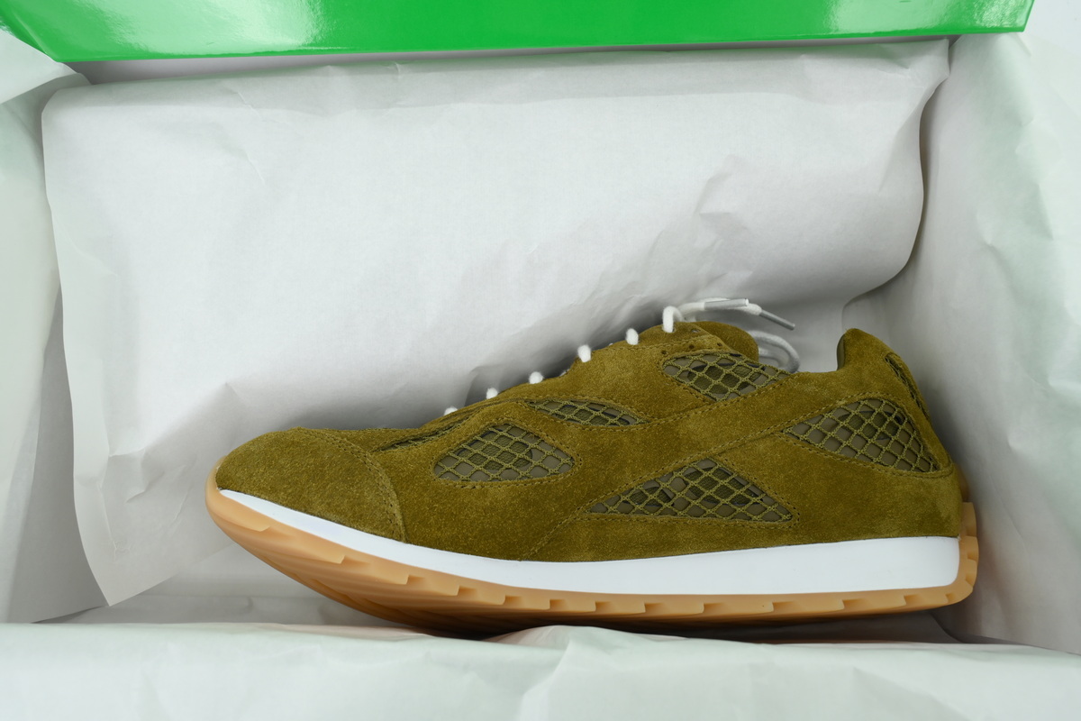 Bottega Veneta Orbit Olive Suede Sneakers