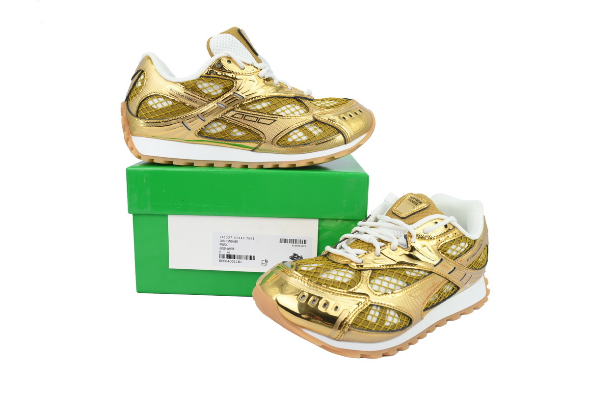 Bottega Veneta Orbit Gold White Sneakers