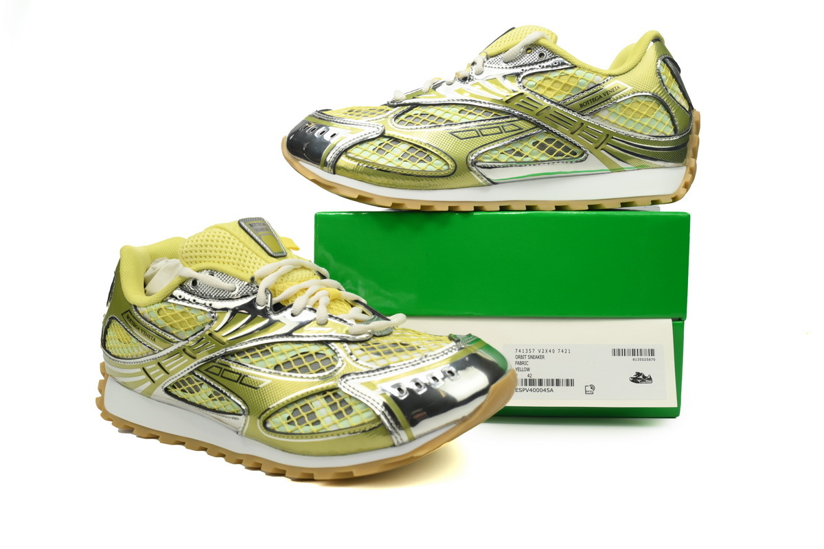 Bottega Veneta Orbit Lime Silver Sneakers
