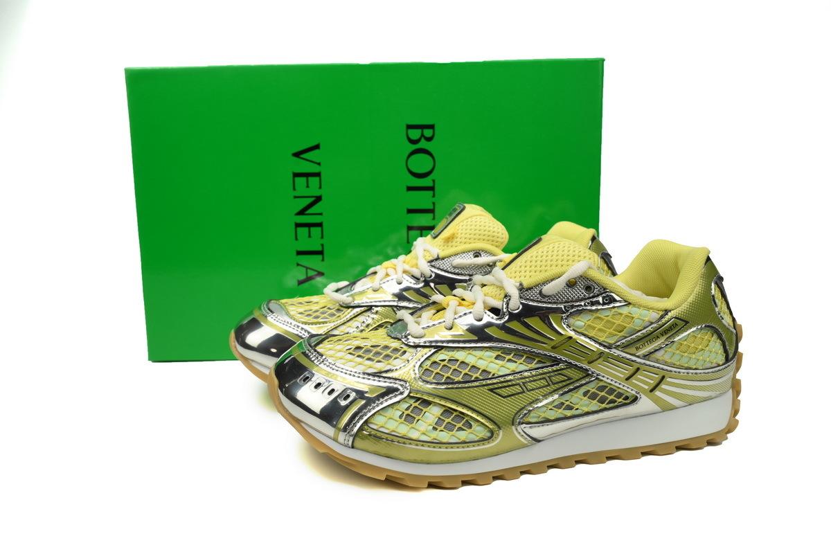 Bottega Veneta Orbit Lime Silver Sneakers