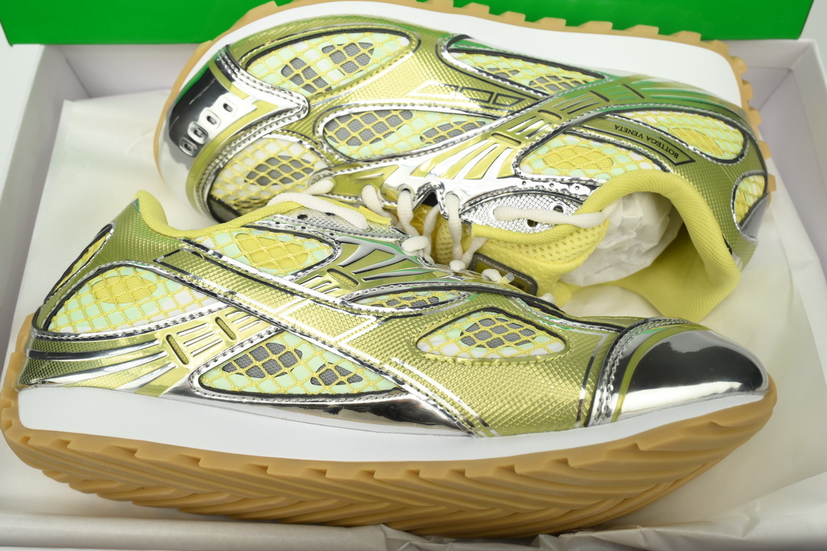 Bottega Veneta Orbit Lime Silver Sneakers