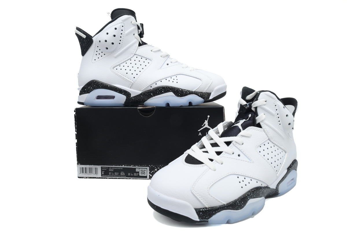 Nike Air Jordan 6 Retro Oreo White White Black Speckled Basketball Shoes CT8529-112