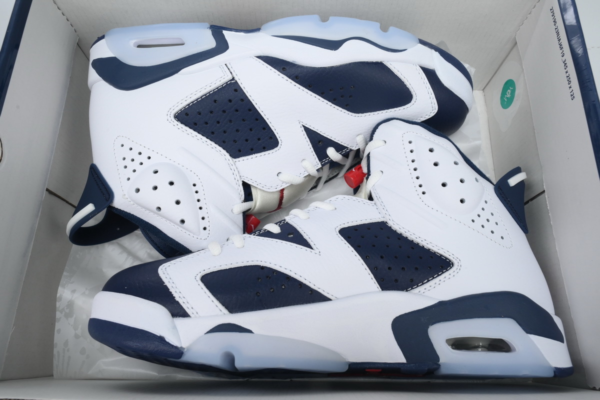 Nike Air Jordan 6 Retro Olympic White Midnight Navy Basketball Shoes CT8529-164 