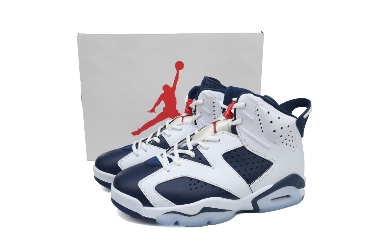 Nike Air Jordan 6 Retro Olympic White Midnight Navy Basketball Shoes CT8529-164 