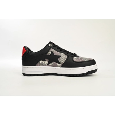 A Bathing Ape Bape Sta Low, negro y rojo, con logotipos combinados 02