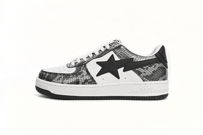 A Bathing Ape Bape Sta Low Negro Piel de serpiente negra