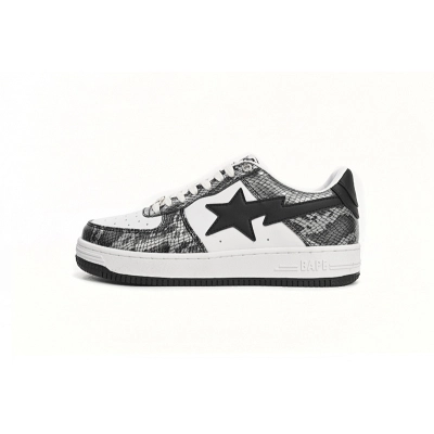 A Bathing Ape Bape Sta Low Negro Piel de serpiente negra 01