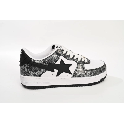 A Bathing Ape Bape Sta Low Negro Piel de serpiente negra 02