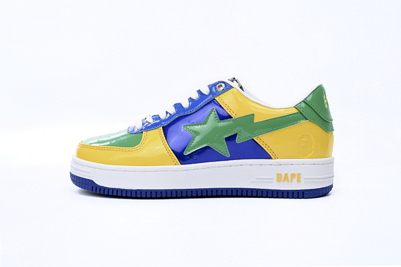 A Bathing Ape Bape Sta Low Negro, amarillo, verde y orquídea