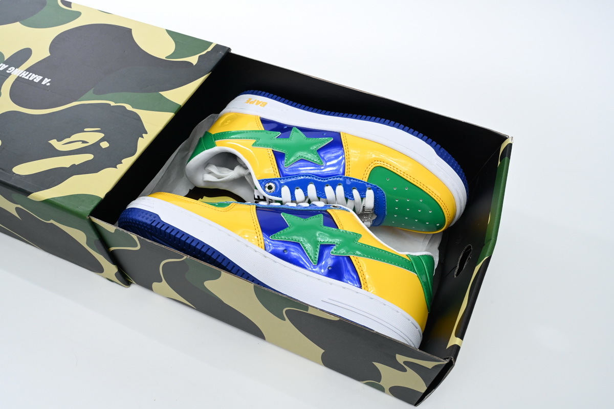 A Bathing Ape Bape Sta Low Negro, amarillo, verde y orquídea