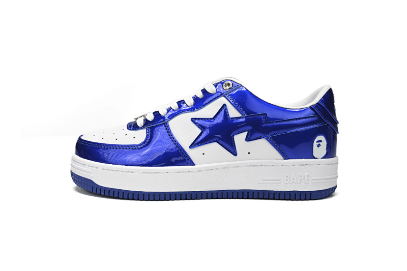 A Bathing Ape Bape Sta Low azul y blanco con acabado espejo