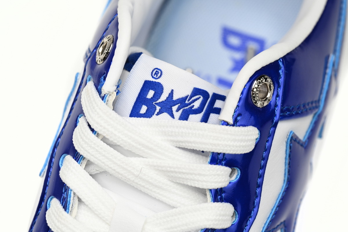 A Bathing Ape Bape Sta Low azul y blanco con acabado espejo
