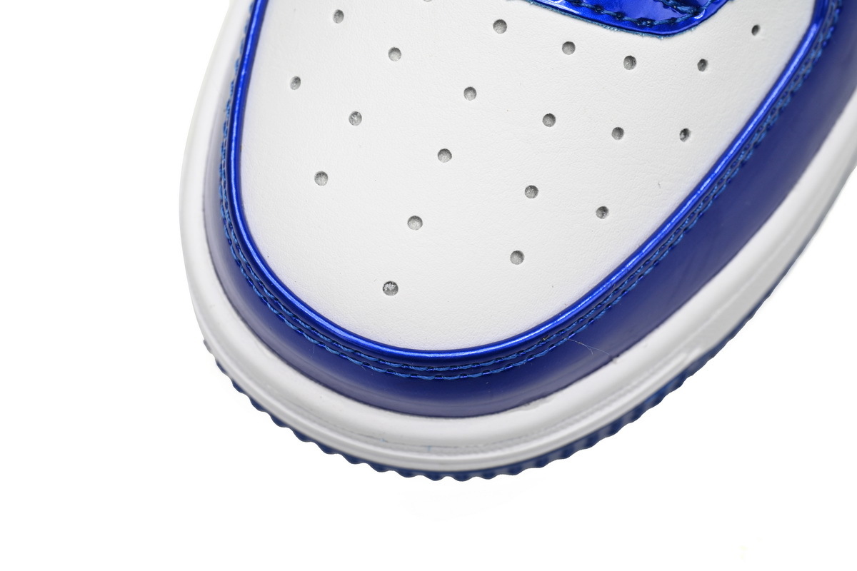 A Bathing Ape Bape Sta Low azul y blanco con acabado espejo