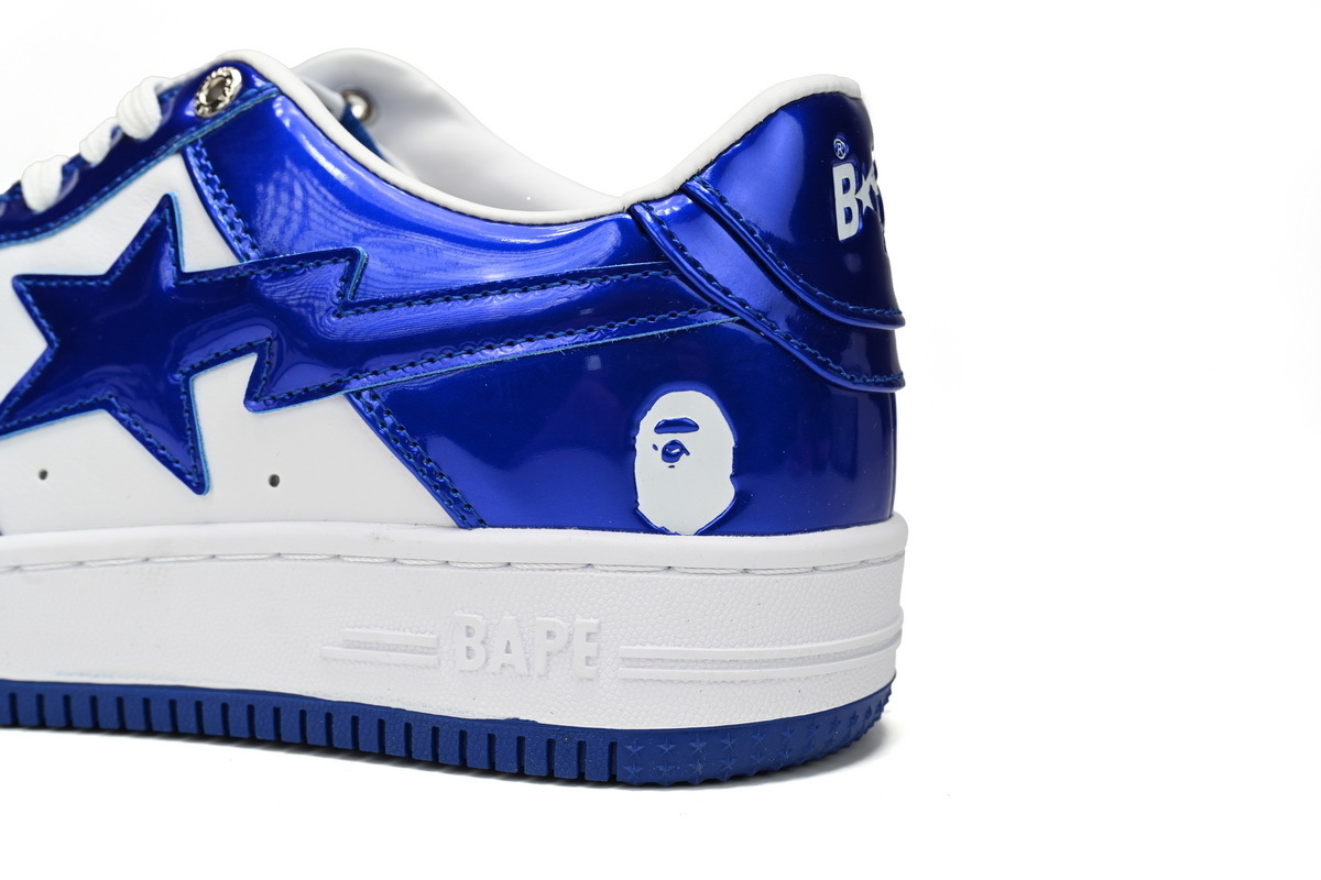 A Bathing Ape Bape Sta Low azul y blanco con acabado espejo