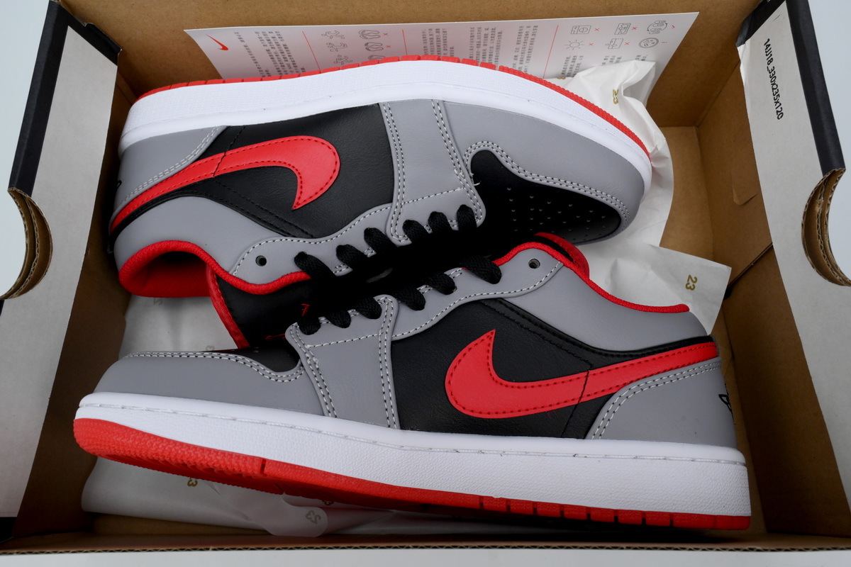 Air Jordan 1 Low Light Smoke Grey Gym Red 553558-060